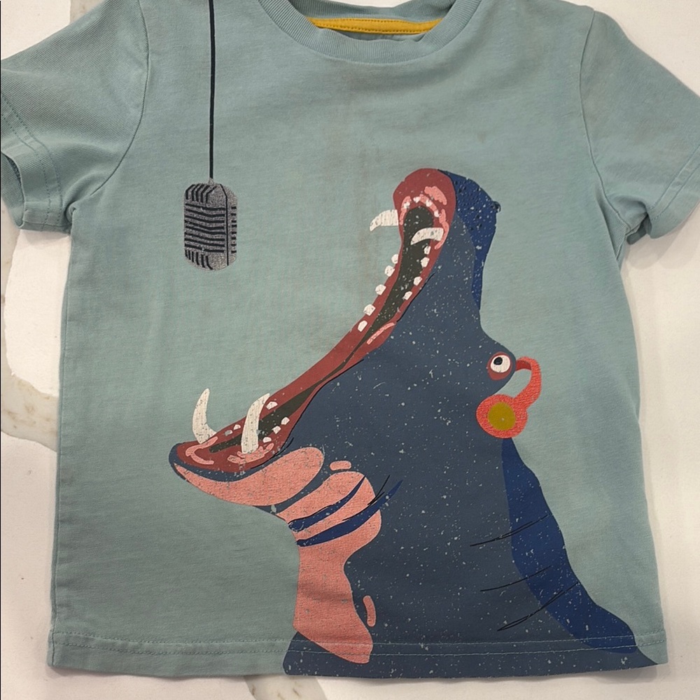 Blue Short Sleeve Tee with Whimsical Graphic